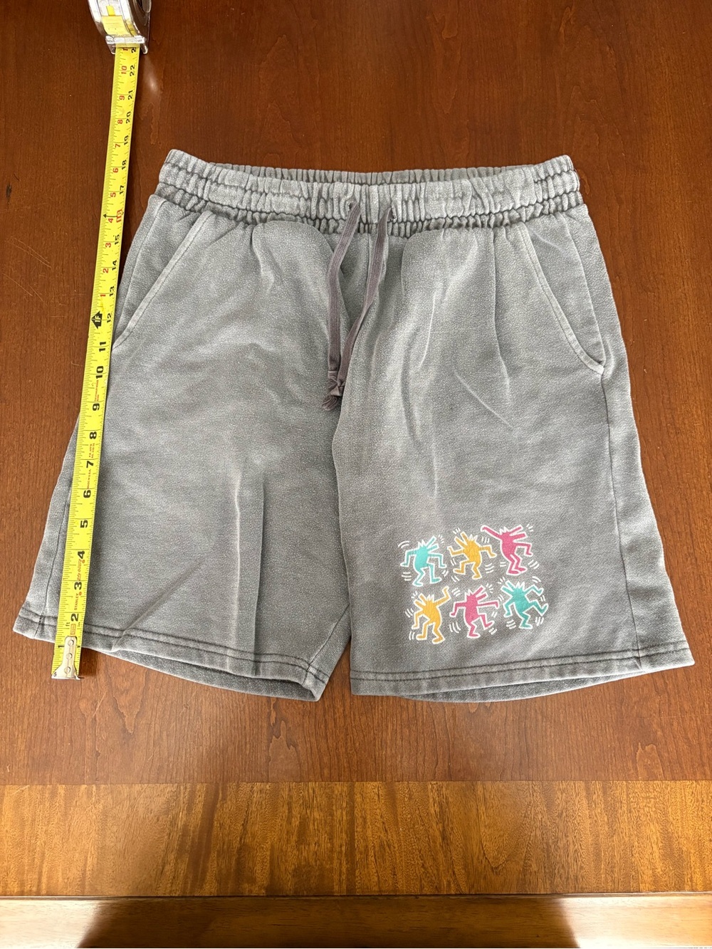 Keith Haring RSQ Charcoal Shorts with Multicolor Dance Graphic